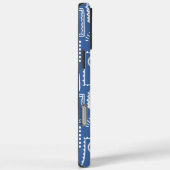 Coques Case-Mate iPhone Monogram Moderne Bleu Blanc Motif Abstrait (Verso / Droite)