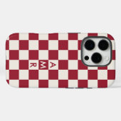 Coques Case-Mate iPhone Monogram Red Cream À damiers Motif (Verso (horizontal))