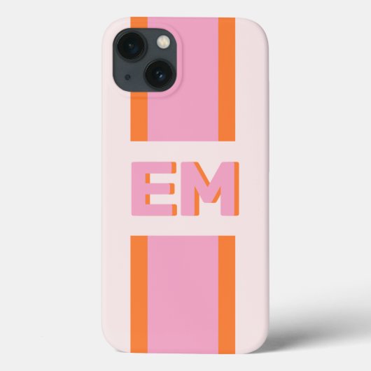 Coques Case-Mate iPhone Monogram Retro Bold Rose oran (Verso)