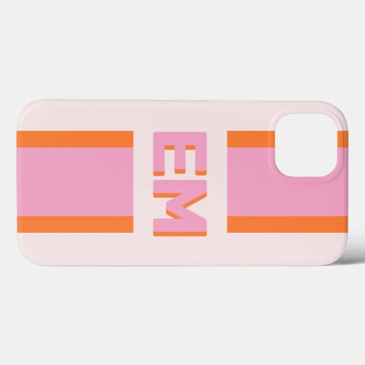 Coques Case-Mate iPhone Monogram Retro Bold Rose oran (Verso (horizontal))