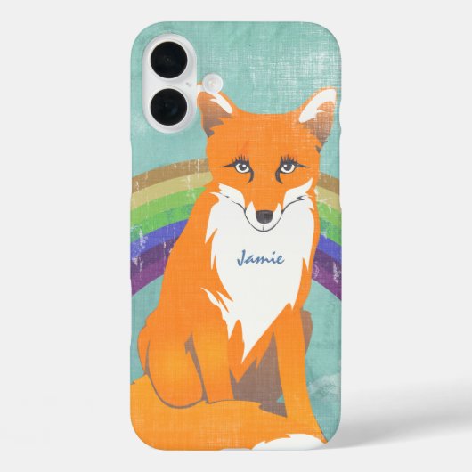 Coques Case-Mate iPhone Monogram Retro Fox Art Aqua Orange Retro (Verso)