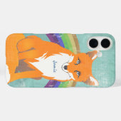 Coques Case-Mate iPhone Monogram Retro Fox Art Aqua Orange Retro (Verso (horizontal))