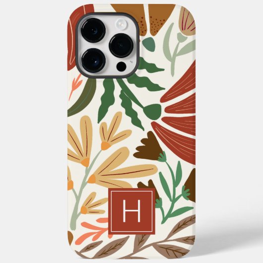 Coques Case-Mate iPhone Monogram Retro Terracotta Floral Boho (Verso)