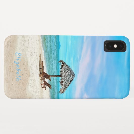 Coques Case-Mate iPhone Monogram Scène de plage tropicale (Dos (Horizontal))
