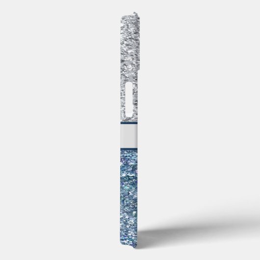 Coques Case-Mate iPhone Monogram Silver Blue Parties scintillant tendance  (Verso / Droite)