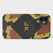 Coques Case-Mate iPhone Monogram Snake Brown et Gold Print (Dos (Horizontal))