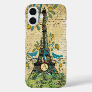 Coques iPhone 16 Plus Monogram Tour Eiffel Oiseau Vintage