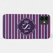 Coques Case-Mate iPhone Monogram Trio Royal Purple Stripes Motif (Dos (Horizontal))