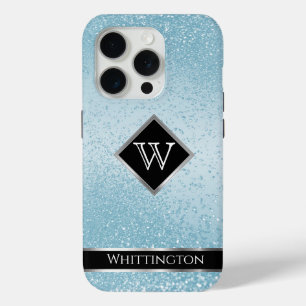 Coque iPhone 15 Pro Monogram Twinkle Ombre - Bébé bleu