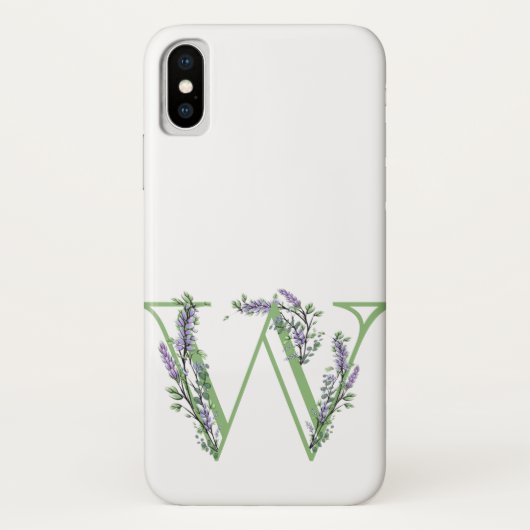Coques Case-Mate iPhone Monogram W Lavande Eucalyptus (Dos)