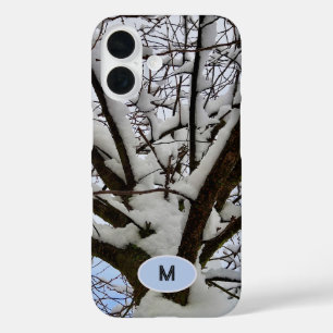 Coques iPhone 16 Monogram Winter Snowtree Crown Photo -