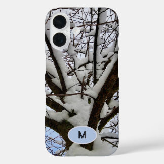 Coques iPhone 16 Monogram Winter Snowtree Crown Photo -