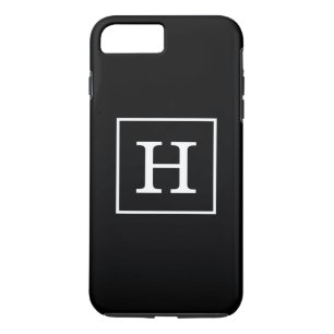Coque iPhone 7 Plus Monograme de Black White Framed Initial