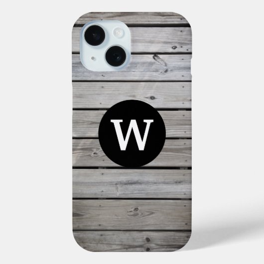 Coques Case-Mate iPhone Monograme de Rustic Wood (Verso)