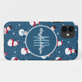 COQUES Case-Mate iPhone MONOGRAME DE SNOWMAN D'HIVER CHRÉTIEN (Dos (Horizontal))
