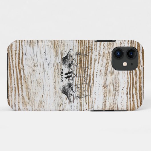 Coques Case-Mate iPhone Monograme de Woodland (Dos (Horizontal))