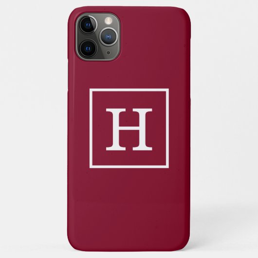 Coques Case-Mate iPhone Monograme initial de Burgundy White Framed (Dos)