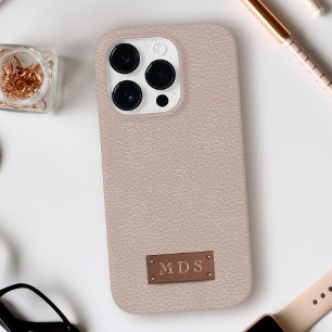 Coques Pour iPhone Monogramme 3D Gold Rose en cuir rose pâle