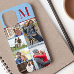 Case-Mate iPhone Case Monogramme 6 Photo Collage Bleu Rouge<br><div class="desc">Monogrammed photo collage coque iphone que vous pouvez personnaliser avec 6 de vos photos préférées et votre initiale. Le modèle est configuré pour vous permettre d'ajouter vos photos, de travailler de haut en bas sur le côté gauche, puis de haut en bas sur le côté droit. Le design a un...</div>