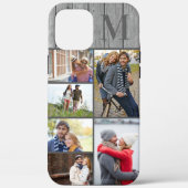 Coques Case-Mate iPhone Monogramme 6 Photo Collage Gris Bois (Verso)