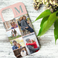 Monogramme 6 Photo Collage Peach Green