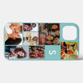 Coques Case-Mate iPhone Monogramme 8 photo collage bleu (Verso (horizontal))