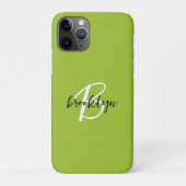 Coques Case-Mate iPhone Monogramme à chaux vert noir blanc tendance (Dos)