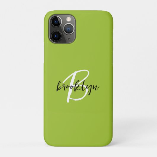 Coques Case-Mate iPhone Monogramme à chaux vert noir blanc tendance (Dos)