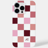 Coques Case-Mate iPhone Monogramme À damiers rose moderne simple Motif (Verso)