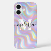 Coques Case-Mate iPhone Monogramme à effet 3D iridescent abstrait (Verso)