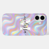 Coques Case-Mate iPhone Monogramme à effet 3D iridescent abstrait (Verso (horizontal))