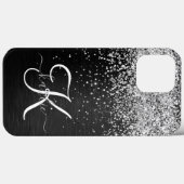 Coques Case-Mate iPhone Monogramme à étincelle noire à Parties scintillant (Verso (horizontal))