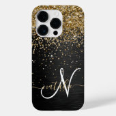 Coques Case-Mate iPhone Monogramme à étincelle noire à Parties scintillant (Verso)