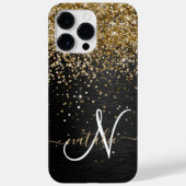 Coques Case-Mate iPhone Monogramme à étincelle noire à Parties scintillant (Verso)