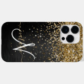 Coques Case-Mate iPhone Monogramme à étincelle noire à Parties scintillant (Verso (horizontal))