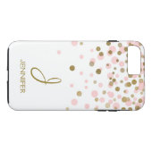 Coques Case-Mate iPhone Monogramme à huile rose et or (Dos (Horizontal))
