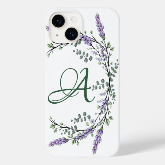 Coques Case-Mate iPhone Monogramme A Lavender Eucalyptus Coque-Mate iPhone (Verso)