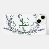 Coques Case-Mate iPhone Monogramme A Lavender Eucalyptus Coque-Mate iPhone (Verso (horizontal))
