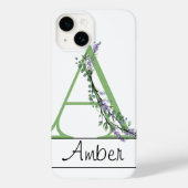 Coques Case-Mate iPhone Monogramme A Lavender Eucalyptus Coque-Mate iPhone (Verso)
