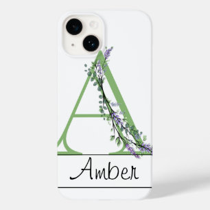 Coque Pour iPhone 14 Monogramme A Lavender Eucalyptus Coque-Mate iPhone