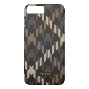 Case-Mate iPhone Case Monogramme à motif carreaux houndstooth marron gra