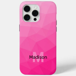 Coque iPhone 15 Pro Max Monogramme à motif en maille géométrique ombré ros