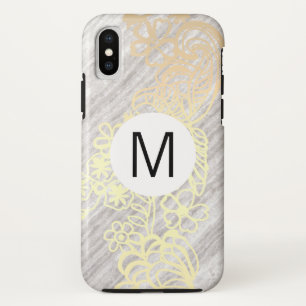 Case-Mate iPhone Case monogramme à motif floral brun doré