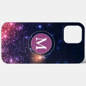 Coques Case-Mate iPhone Monogramme à Parties scintillant rose vif (Verso (horizontal))