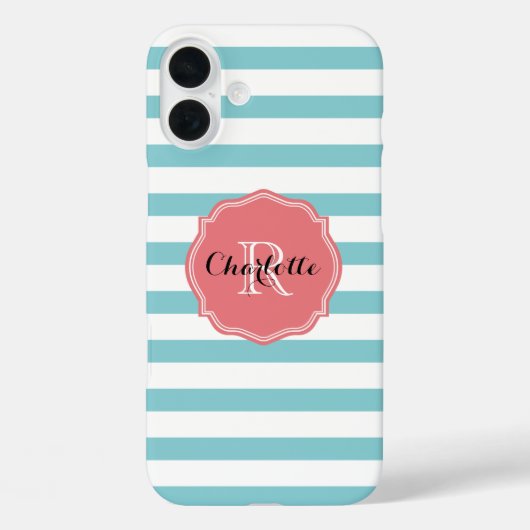 Coques Case-Mate iPhone Monogramme à pintes turquoise (Verso)
