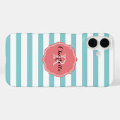 Coques Case-Mate iPhone Monogramme à pintes turquoise (Verso (horizontal))