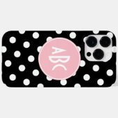 Coques Case-Mate iPhone Monogramme à points rose noir et blanc (Verso (horizontal))