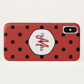 Coques Case-Mate iPhone Monogramme à pois rouges (Dos (Horizontal))