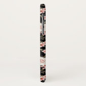 Coques Case-Mate iPhone Monogramme à profusion rose - Arrière - plan noir (Dos/Gauche)