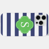 Coques Case-Mate iPhone Monogramme à rayures bleues et vertes (Verso (horizontal))